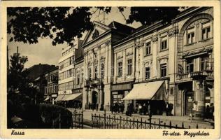 1939 Kassa, Kosice; Fő utca, Megyeháza, Cikta, Freudenfeld Oszkár hentes üzlete / main street, county hall, shops (EK)