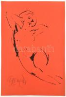 Gyémánt László (1935-): Fekvő akt. Szitanyomat, papír, jelzett, művészpéldány EA/Exp 49x33 cm / Lász...