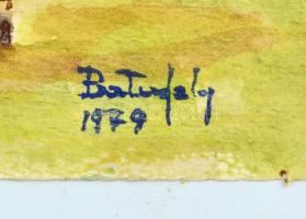 Olvashatatlan jelzéssel: Bükkszentkereszt, 1979. Akvarell, papír. Hátoldalán feliratozott, lap alján...