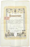 1901 Újpest, cipész bizonyítvány okmánybélyeggel