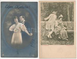 9 db RÉGI motívum képeslap: üdvözlő / 9 pre-1945 motive postcards: greeting