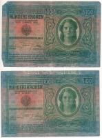1912. 100K (2x, érdekes sorszám: 40004, 66666) T:III,III- Adamo K28