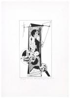 Joseph Kádár (1936-2019): Geometrikus kompozíció. Elektrográfia, papír, jelzett, művészpéldány EA je...