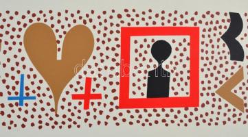 Bartl József (1932-2013): Szív és bábú. Szitanyomat, papír, jelzett (Bartl 95), számozott (3/40). 31...