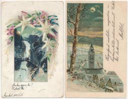 7 db RÉGI motívum képeslap: művész, üdvözlő, litho  / 7 pre-1945 motive postcards: greeting, litho, ...