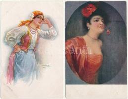 4 db RÉGI motívum képeslap: olasz művész (Usabal) / 4 pre-1945 motive postcards: Italian art (Usabal)