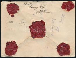 1922 Értéklevél 32K bérmentesítéssel (1 bélyeg sérült) / Insured cover with 32K franking (1 stamp da...