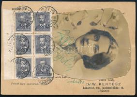 1934 Dedikált fotólap Arcképek bérmentesítéssel Budapestről Bolíviába / Dedicated printed matter to Santa Cruz