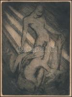 Miskolczy Ferenc (1899-1995): München 1923, art-deco erotikus rézkarc, papír, jelzett, foltos, kis s...