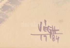 Végh András (1940-): Vurstliban, 1984. Akvarell, papír, jelzett. Hátoldalán autográf felirattal. Üve...