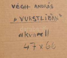 Végh András (1940-): Vurstliban, 1984. Akvarell, papír, jelzett. Hátoldalán autográf felirattal. Üve...