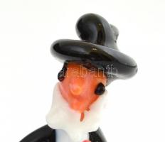 Schneider Tibor (1941-): Rabbi menórával. Miniatűr üvegszobor. Hibátlan. Schneider Tibor híres szemé...