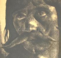 Patkó Károly (1895-1941): Székely fej. Rézkarc, papír, jelzett, ajándékozási sorokkal. Üvegezett fa ...