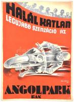 Pál György (1906-1986): Halálkatlan. Újabb szenzáció az Angolparkban plakát terv 1931. Akvarell, papír, jelzett. 30x22 cm