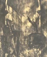 Aba-Novák Vilmos (1894-1941): Savonarola. Rézkarc, papír, jelzett. Kartonra kasírozva, lap széle kis...