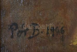 Pór Bertalan (1880-1964): Fehér ruhás nő, 1906. Olaj, vászon, jelzett. Restaurált, dublírozott. Prov...