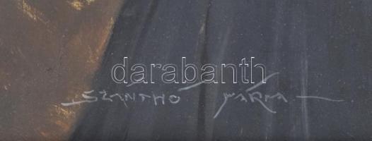 Szánthó Mária (1897-1998): Lány hegedűvel. Olaj, vászon. Jelzett. Díszes, sérült historizáló stílusú...