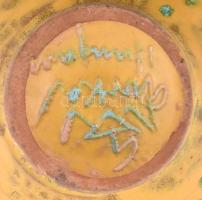 Gorka Géza (1894-1971): Sárga-zöld tálka. Kézzel festett mázas kerámia, jelzett (GNV Gorka Hungary),...