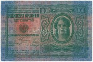 1912. 100K "2472 15242" sorszámmal T:I apró sarokkopás / Hungary 1912. 100 Korona with &qu...