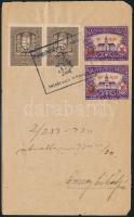 1930 Nagykőrös 2 x 40f városi okmánybélyeg iraton / fiscal stamps on printed matter