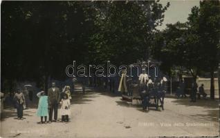 Rimini, Viale dello Stabilimento / street, park, horse-drawn tram