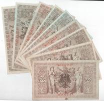 Német Birodalom 1910. 1000M piros pecsét, hétjegyű sorszámmal (10x) T:III,III-
German Empire 1910. ...