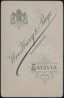 cca 1890 Batavia (Jakarta, Indonézia), Woodbury & Page fényképész műtermében készült, keményhátú...