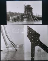 cca 1947 Budapest, a Lánchíd romjainak eltakarítása, a híd újjáépítésének kezdete, Kotnyek Antal (19...