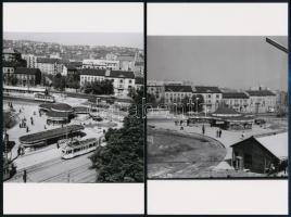 cca 1970 Budapest, Moszkva téri átépítések, 4 db régi felvételről mai nagyítások, 10x15 cm