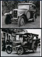 Automobilok, különböző időpontokban és eltérő helyszíneken készült régi felvételek 4 db mai nagyításban, 10x15 cm