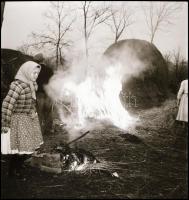 cca 1960 Nagyréde, disznóvágás, disznótor, Kotnyek Antal (1921-1990) budapesti fotóriporter hagyaték...