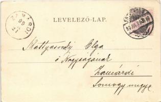 1899 (Vorläufer) Kovácspatak, Kovacov (Esztergom); vasúti gyalogátkelőhely, "Eladó villatelkek&...