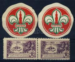 1922 Országos Cserkész kiállítás bélyegpár és Soproni levélzárópár