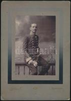 1913 Munkács, Niklay F. fényképész műtermében készült, vintage fotó, 14,5x9,5 cm, karton 23,5x16,8 cm / 1913 Munkacevo, vintage photo of a soldier from the studio of F. Niklay on cardboard, 14,5x9,5 cm