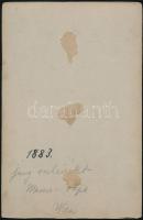 1883 Keményhátú, vintage katonai fotó feliratozva, 20,2x13 cm