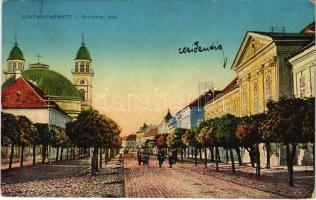 1917 Szatmárnémeti, Satu Mare; Széchenyi utca / street view, cathedral (EK)