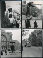 1956 Az 1956-os forradalomról szóló fotóanyag, nagyrészt a budapesti eseményeket ábrázoló fotók, két székesfehérvári (17.,18.) és egy érdi (19.) fotóval, összesen 76 db a hátoldalán kézzel számozott, feliratozott fotó, Dienes István (1929-1995) régész, muzeológus hagyatékából, 11,5x8,5 cm