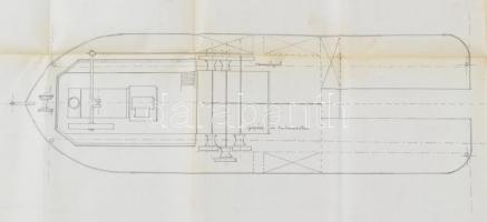 cca 1920-1930 Kotróhajó tervrajza, tus, papír, 51×70 cm