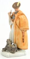 1942 Maugsch Gyula (1882-1946): Herendi porcelán kutyákat etető juhász figura, kézzel festett, jelze...