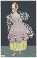 Baroque Art Nouveau lady. B.K.W.I. 384-5. s. Mela Koehler