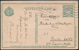 Goldziher Ignác (1850-1921)  orientalista, egyetemi tanár saját kézzel írt és aláírt levelezőlapja