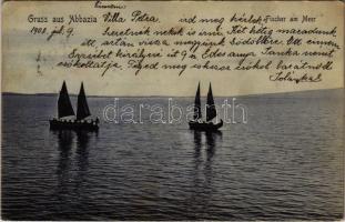 1908 Abbazia, Opatija; Fischer am Meer / fishing boats, fishermen (EK)
