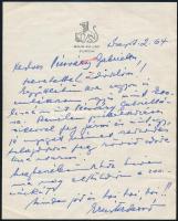 Ernster Dezső (1898-1981) magyar operaénekes (basszus) által írt levél