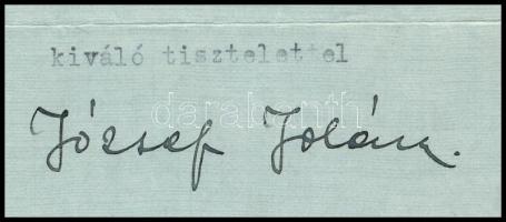 1942 József Jolán (1899-1950) író, József Attila nővére által aláírt levél