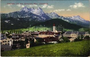 1913 Saalfelden mit dem Steinernen Meer (Salzburg). Purger & Co Photochromiekarte Nr. 9135.