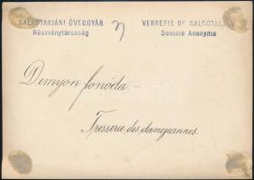 cca 1930 A Salgótarjáni Üveggyár Rt. demizson fonodájának részlete, fotó, a hátoldalon pecséttel jel...