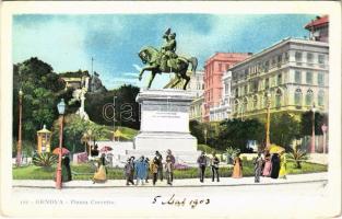 Genova, Genoa; Piazza Corvetto / square, street view