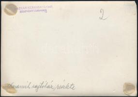 cca 1930 A budapesti Magyar Keramiai Gyár keramit sajtóházának részlete, fotó, a hátoldalon pecsétte...