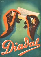 cca 1947 Macskássy János (1910-1993) Diadal szivarkapapír reklám plakát, fk: Spiró Gyula, Bp., Seidner Offset-Nyomda, restaurált, 58x41 cm.