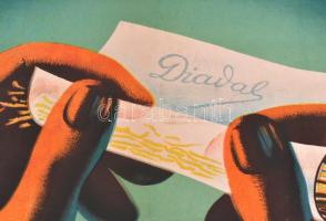 cca 1947 Macskássy János (1910-1993) Diadal szivarkapapír reklám plakát, fk: Spiró Gyula, Bp., Seidn...